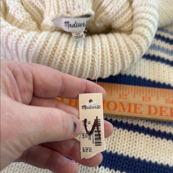 Madewell Ribbed Cotton Turtleneck Sweater in Stripe Size XS - Picture 11 of 12